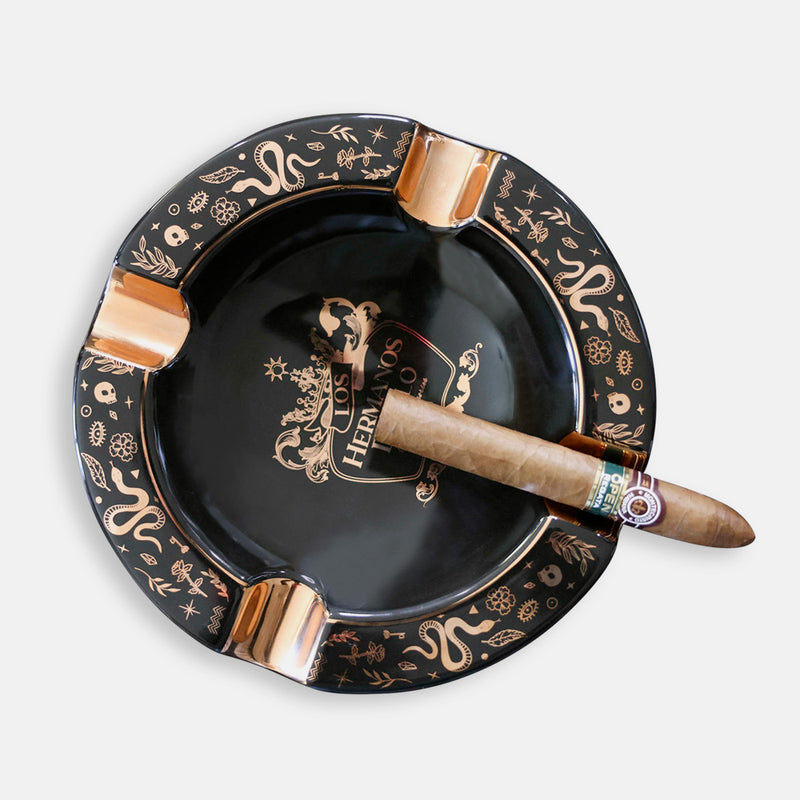 GERMANUS Cigar Ashtray Malta in Black Gold Design from Ceramic