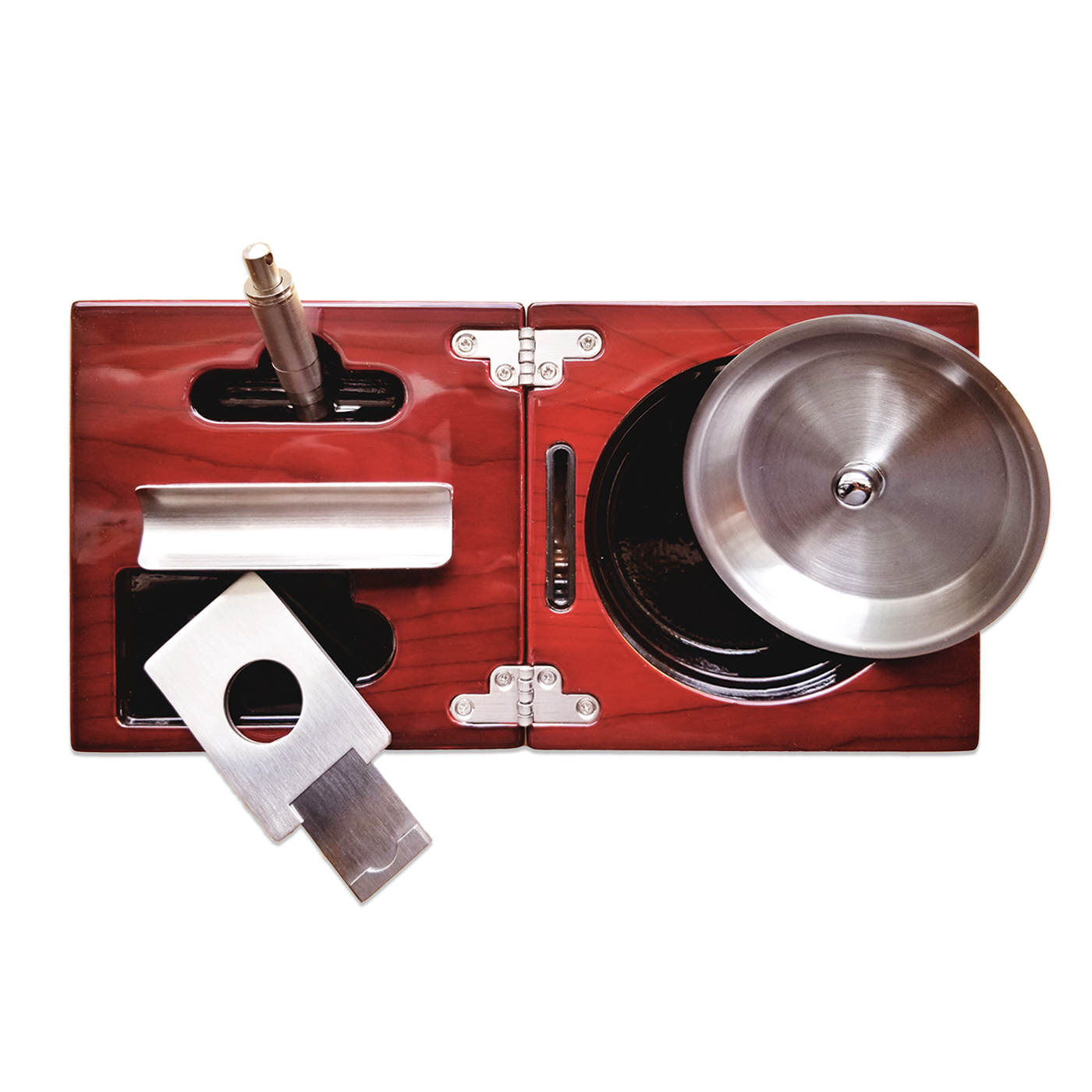 High Gloss Cherry Wood Foldable Ashtray Set